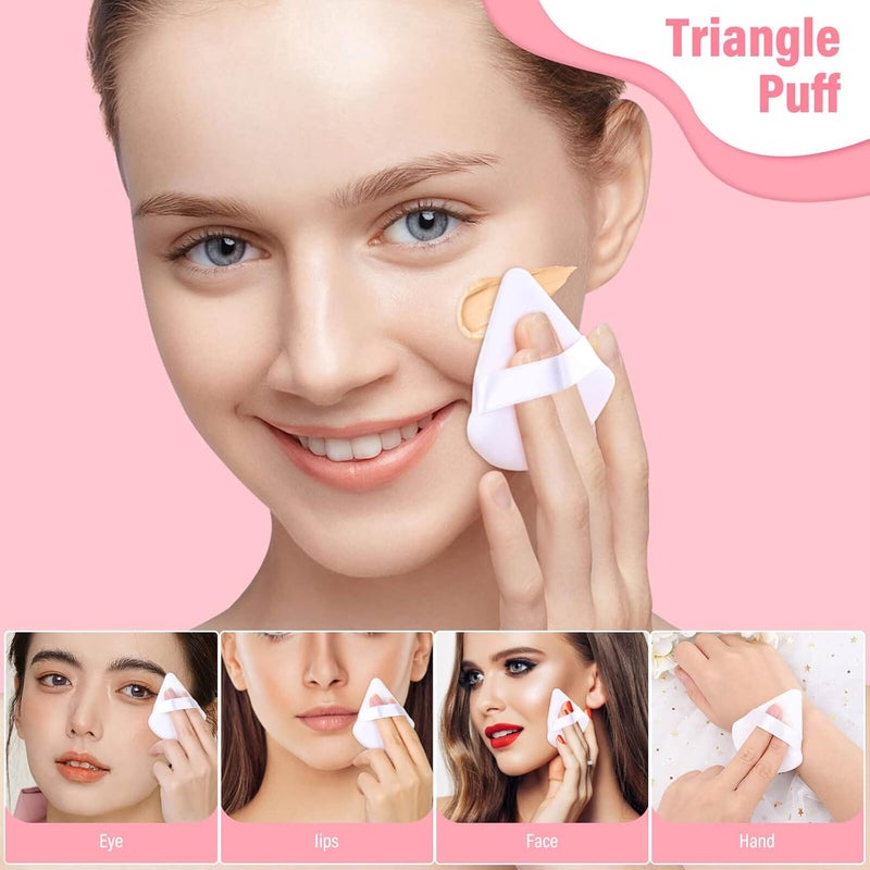 Thrilez 20pcs Triangle Powder Puff, Loose Powder Puffs Makeup Puff for Face Powder, Setting Powder Puff for Make Up, Face Puff Pads for Press Powder, Sponge Powder Applicator for Face and Eye (White) - Image 5